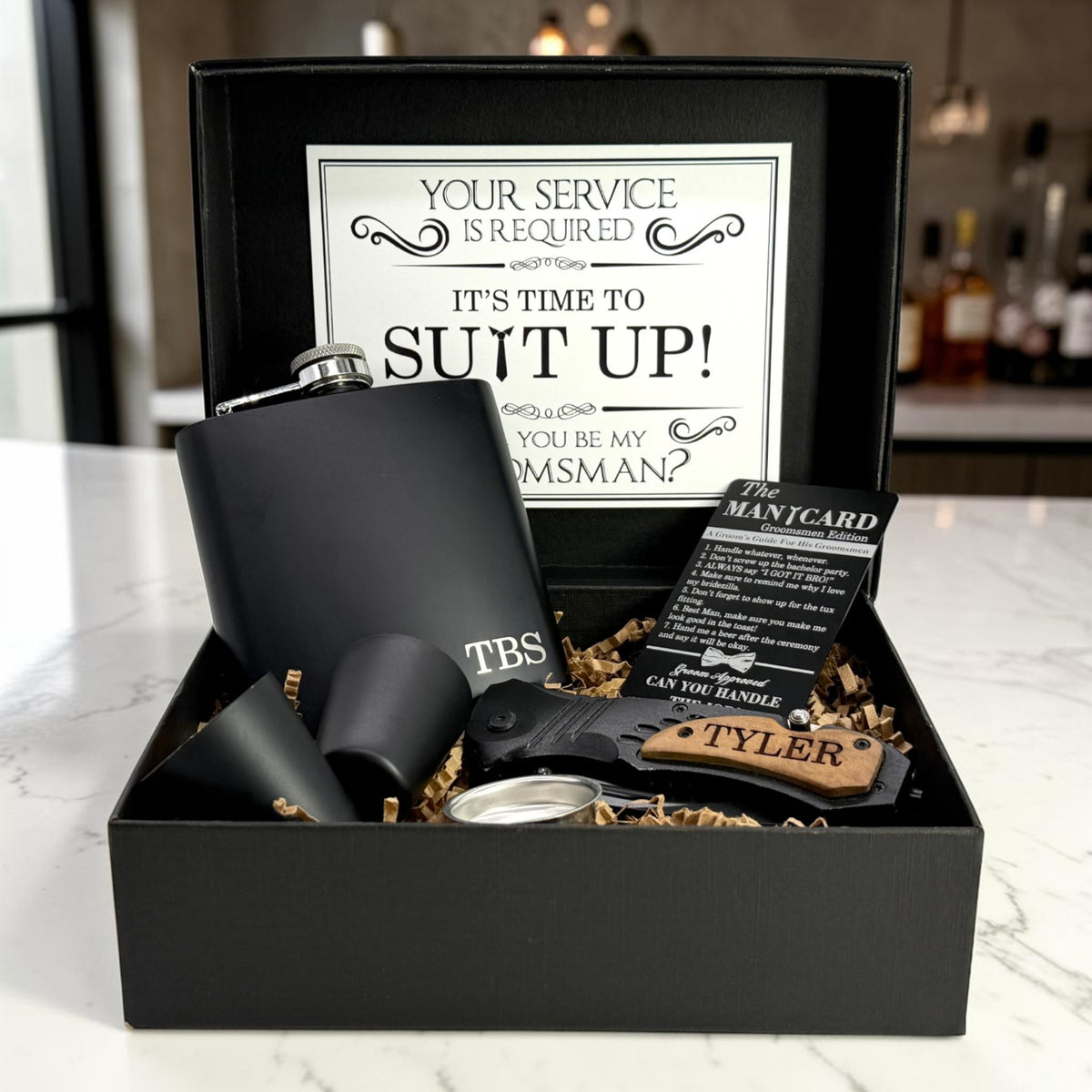 groomsmen tackle box Custom Ammo & Glass Set Personalized Groomsmen Proposal Box
