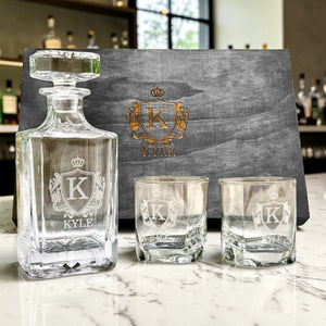 Personalized Whiskey Decanter Set with Glasses – Gift for Dad, Husband, Anniversary & Groomsmen