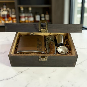 Personalized Groomsmen Gift Box – Engraved Wood Box, Flask & Pocket Tool Set – Best Man Wedding Gift