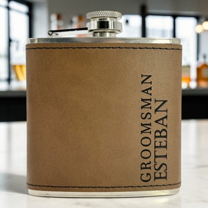 Personalized Groomsmen Gift Box – Engraved Wood Box, Flask & Pocket Tool Set – Best Man Wedding Gift