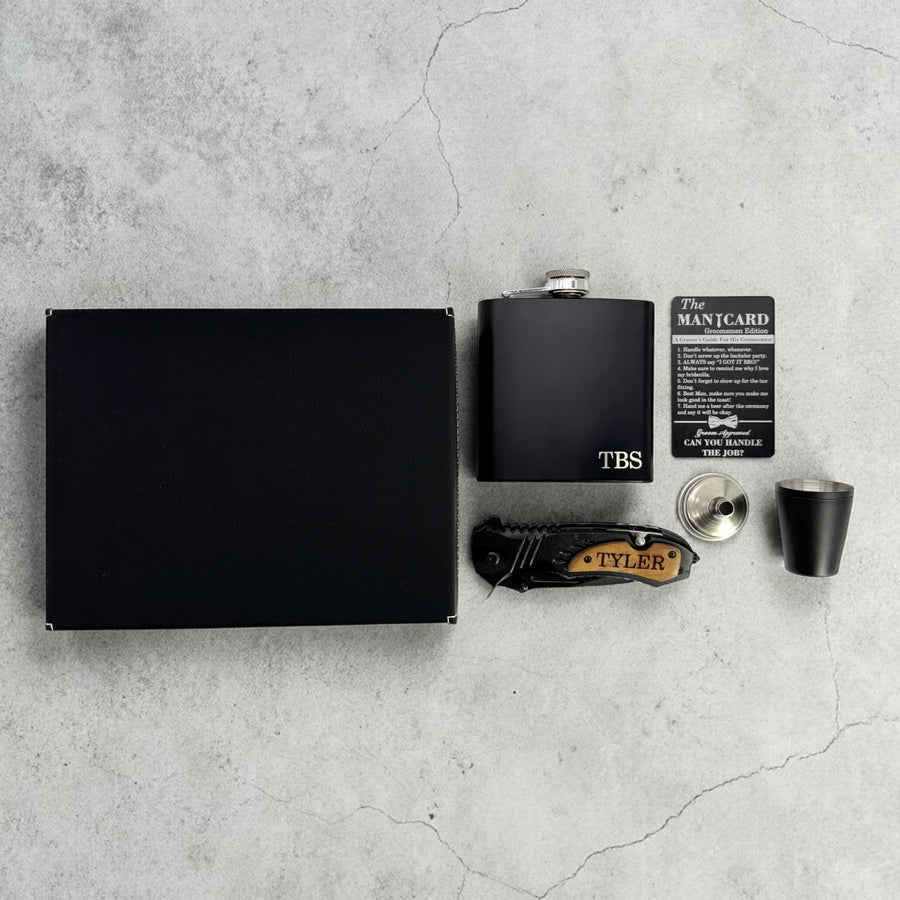 Personalized Groomsmen Proposal Box – Engraved Flask Gift Set for Best Man & Groomsmen