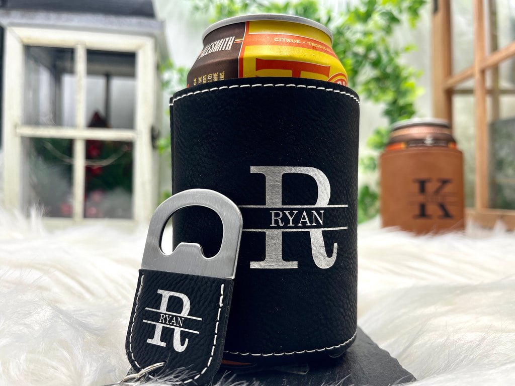 Engraved Can Cooler & Bottle Opener Set – Personalized Groomsmen Gift, Great for Christmas or Special Occasions