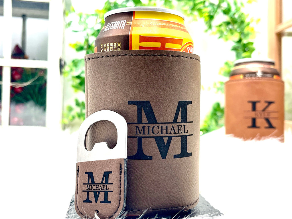 Engraved Can Cooler & Bottle Opener Set – Personalized Groomsmen Gift, Great for Christmas or Special Occasions