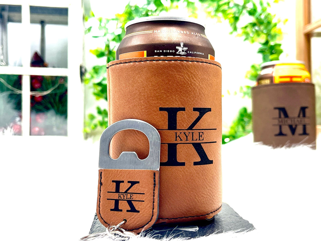 Engraved Can Cooler & Bottle Opener Set – Personalized Groomsmen Gift, Great for Christmas or Special Occasions