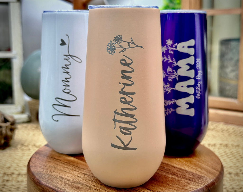 Mom's Engraved Champagne Flute