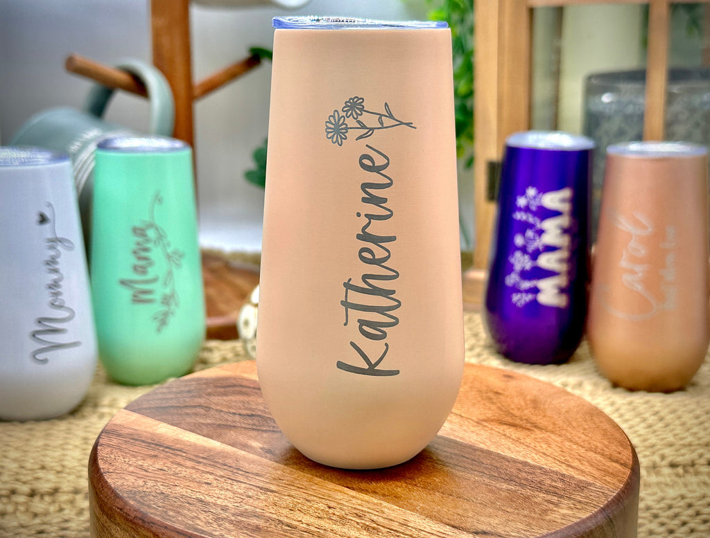 Mom's Engraved Champagne Flute