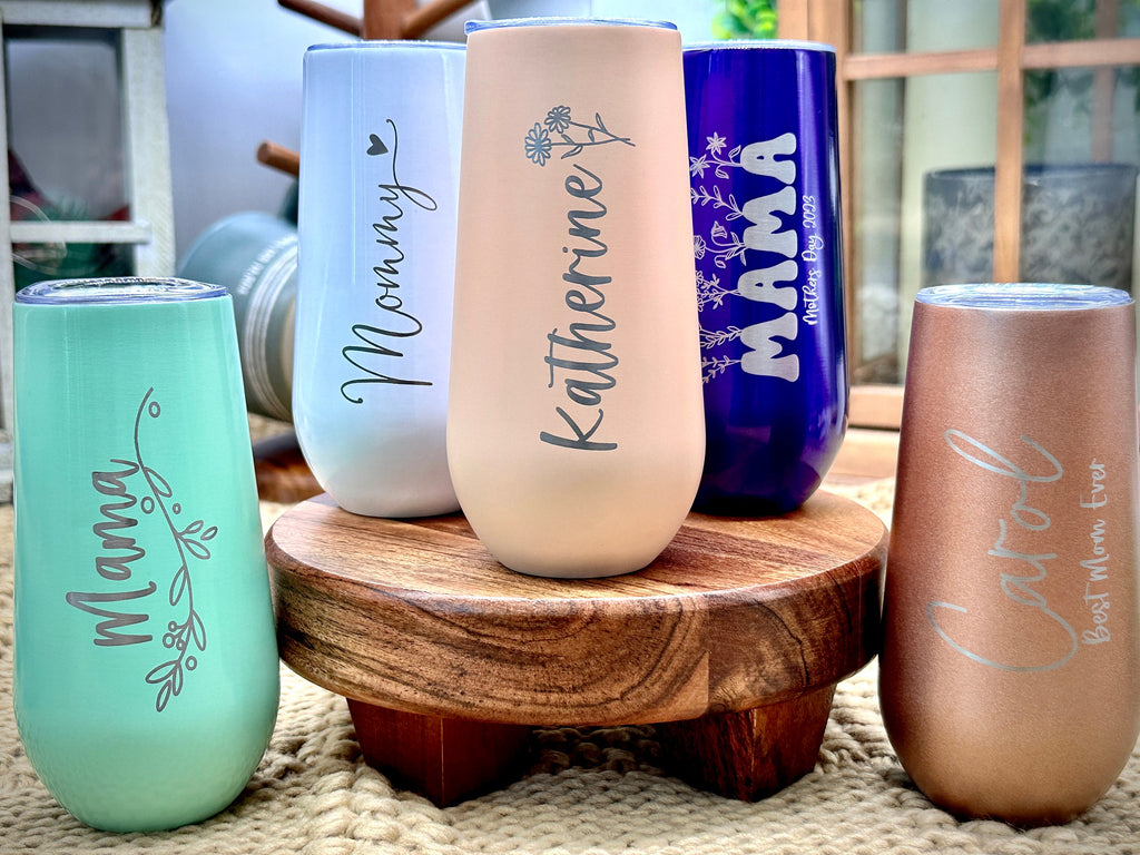 Mom's Engraved Champagne Flute