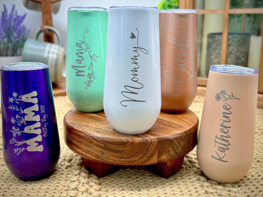 Mom's Engraved Champagne Flute