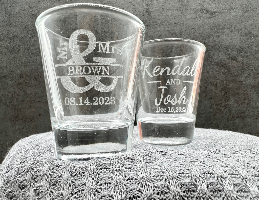 Wedding Favors, Engraved Shot glasses, Engraved Slate Coaster, Wedding Party Favors, Bridesmaid Gifts, Groomsman Gifts, Wedding Gift