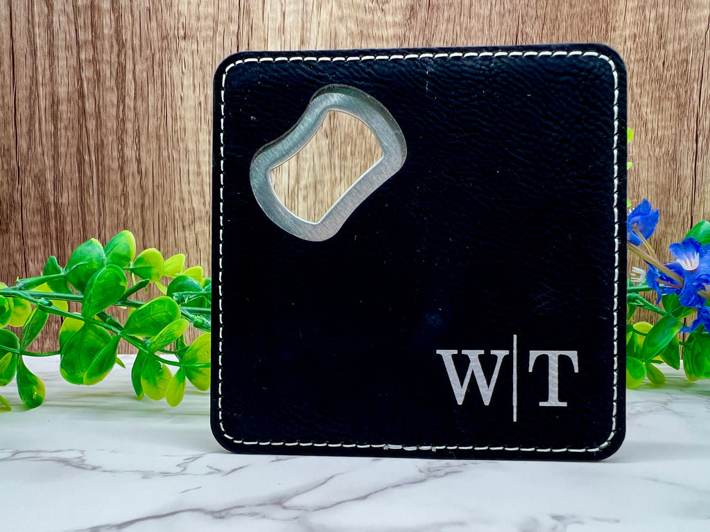 Personalized Coaster with Bottle Opener for Groomsman Gifting, Laser Engraved Coaster, Groomsman Gifts, Bachelor Party Favors