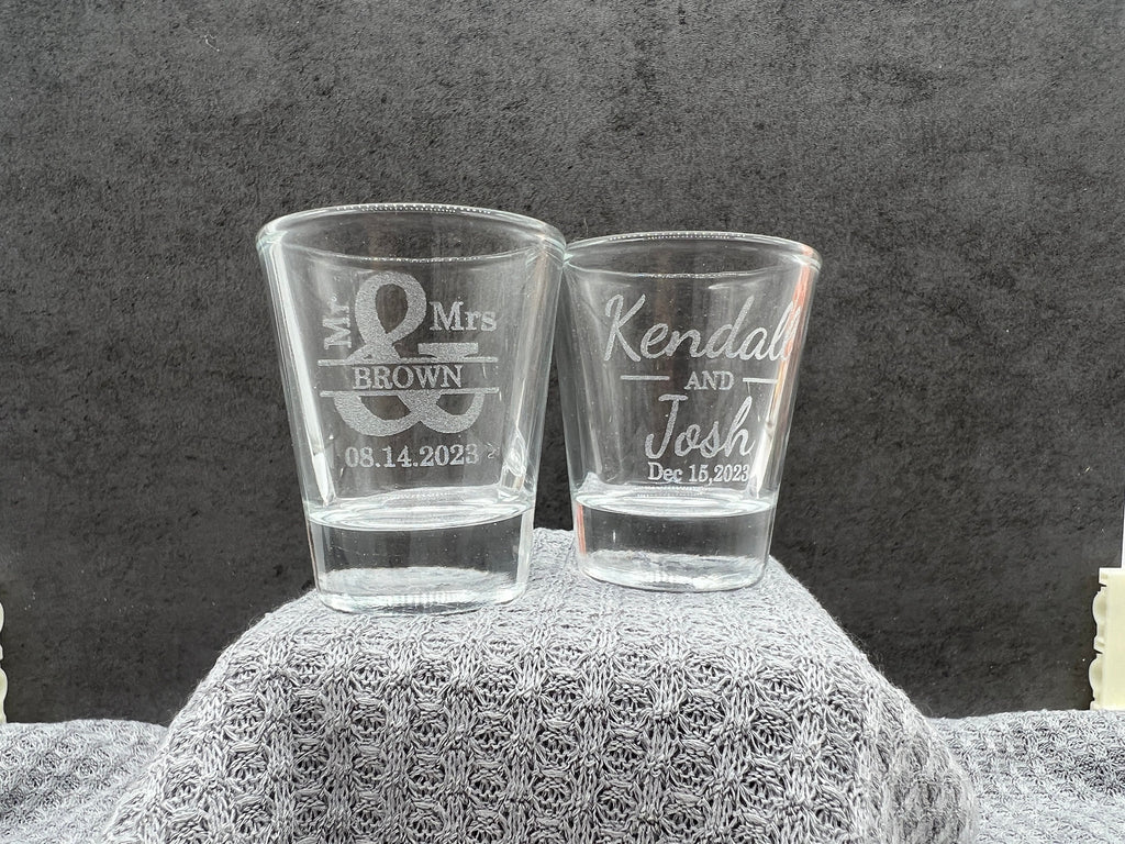 Wedding Favors, Engraved Shot glasses, Engraved Slate Coaster, Wedding Party Favors, Bridesmaid Gifts, Groomsman Gifts, Wedding Gift