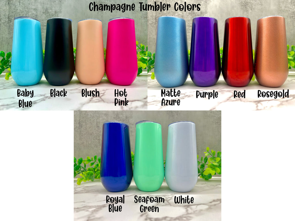 Personalized Champagne Tumbler, Bridesmaids Gift, Bridal Party Gift, Custom 6oz Champagne Tumbler, Maid of Honor Gifts