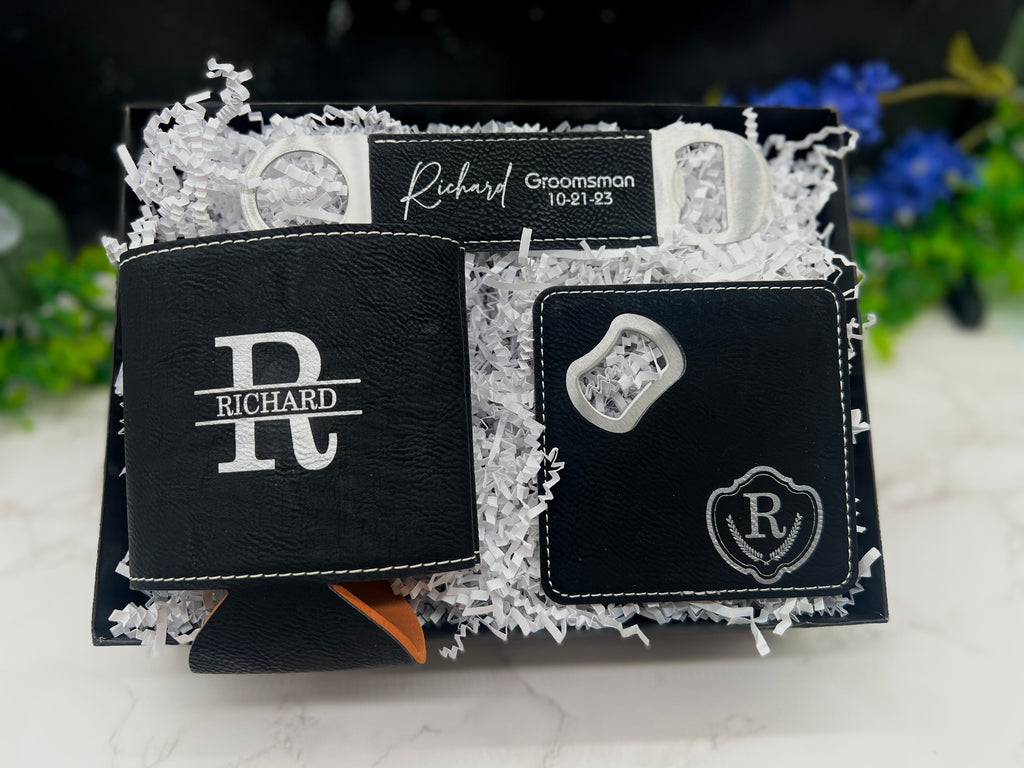 Groomsmen Proposal Gift Box, Groomsmen Gift, Groomsmen Gift Box, Groomsman Gift, Groomsman Gift Box Set, Can Cooler, Coaster, Bottle Opener