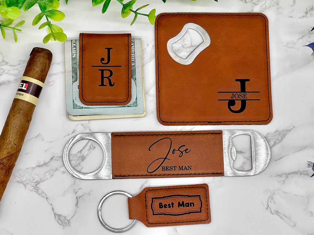 Personalized Groomsman Gift Box - Groomsman Proposal gift with Can Cooler, Money Clip, Bottle Opener, and Keychain, Wedding Party Gift Box