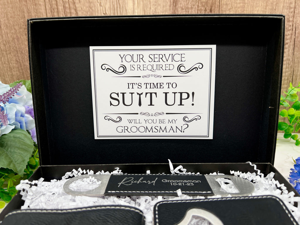 Groomsmen Proposal Gift Box, Groomsmen Gift, Groomsmen Gift Box, Groomsman Gift, Groomsman Gift Box Set, Can Cooler, Coaster, Bottle Opener