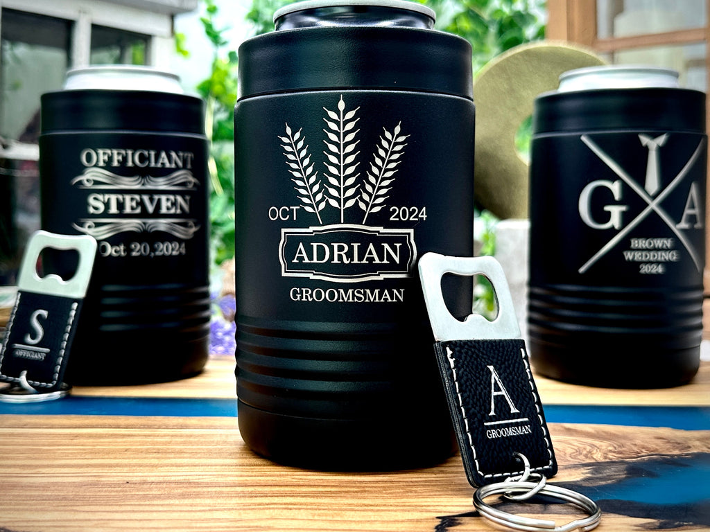 Personalized Groomsmen Stainless Steel Beer Bottle Holder Can Cooler for Groomsman Gift