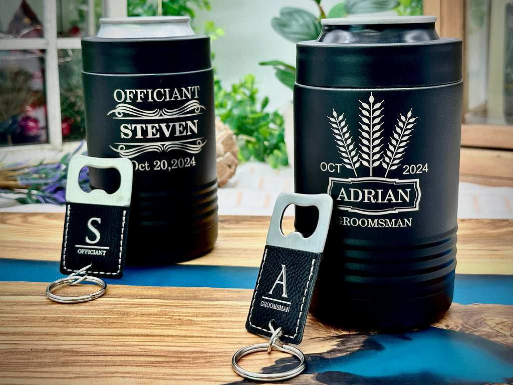 Personalized Groomsmen Stainless Steel Beer Bottle Holder Can Cooler for Groomsman Gift
