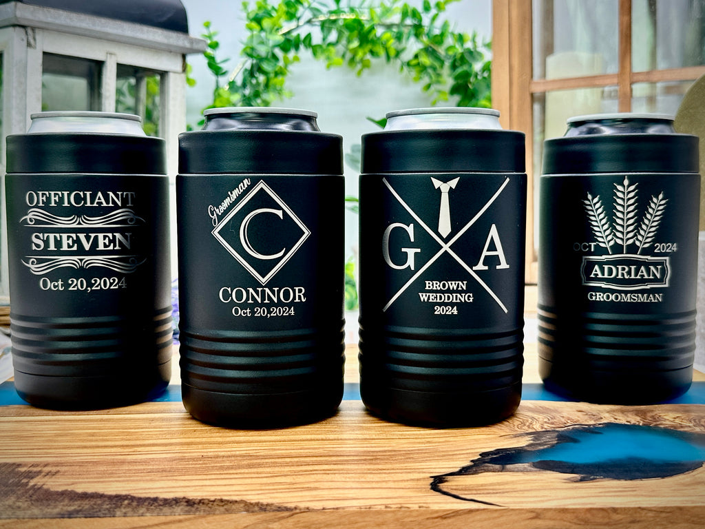 Personalized Groomsmen Stainless Steel Beer Bottle Holder Can Cooler for Groomsman Gift