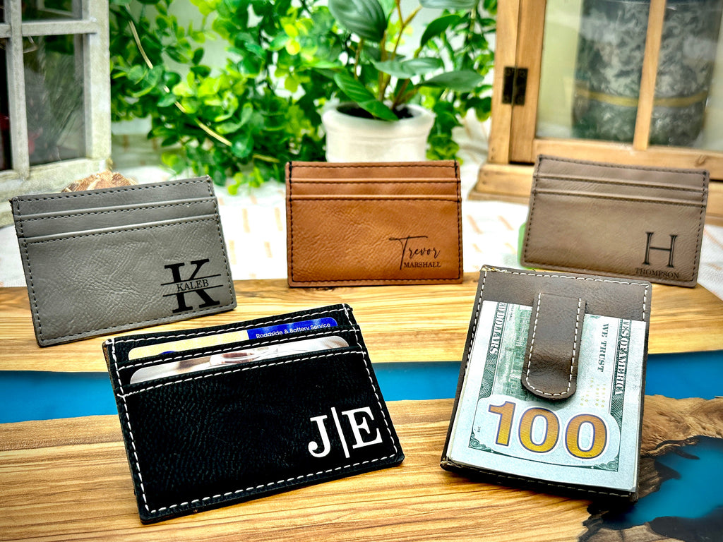 Personalized Money Clip Wallet, Engraved Gift for Men, Card Holder Groomsman Gift for Wedding Thank you Favor Gifts