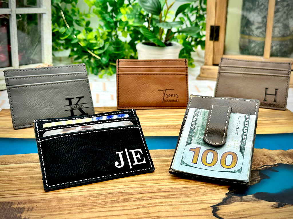 Personalized Money Clip Wallet, Engraved Gift for Men, Card Holder Groomsman Gift for Wedding Thank you Favor Gifts
