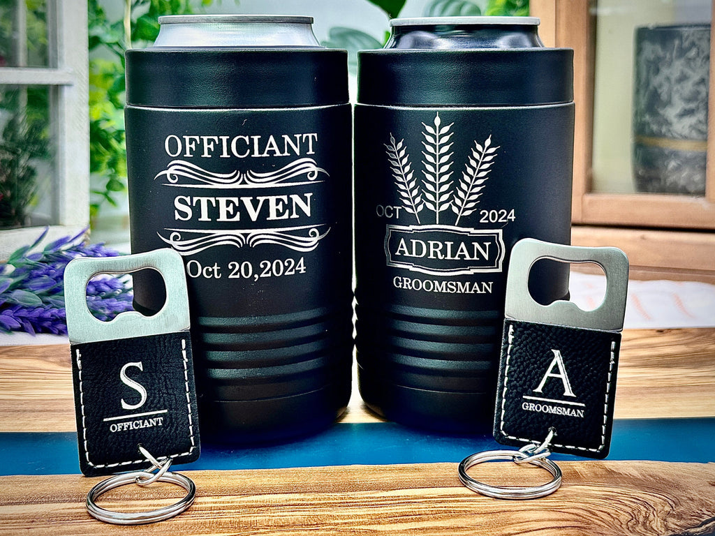 Personalized Groomsmen Stainless Steel Beer Bottle Holder Can Cooler for Groomsman Gift