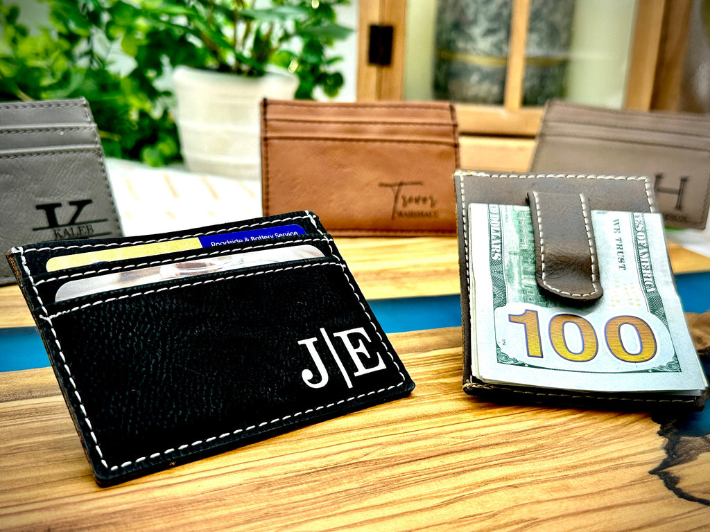 Personalized Money Clip Wallet, Engraved Gift for Men, Card Holder Groomsman Gift for Wedding Thank you Favor Gifts