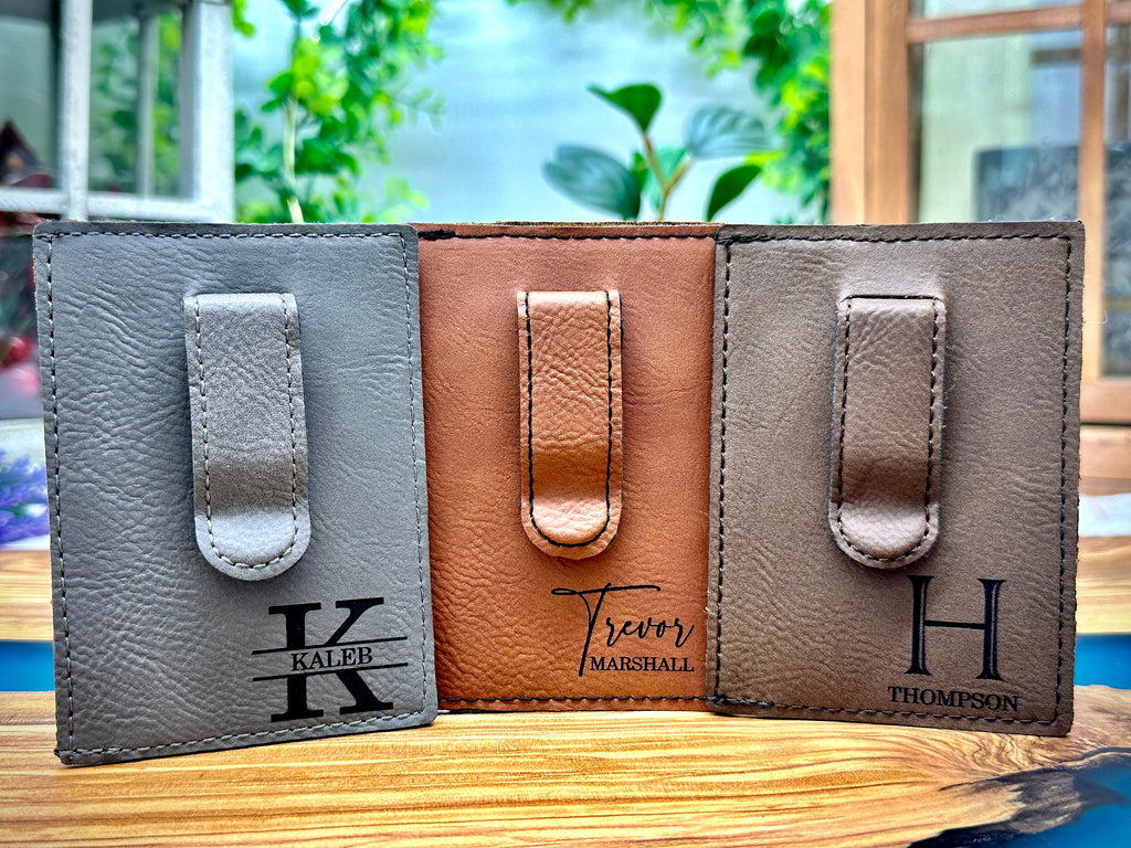 Personalized Money Clip Wallet, Engraved Gift for Men, Card Holder Groomsman Gift for Wedding Thank you Favor Gifts
