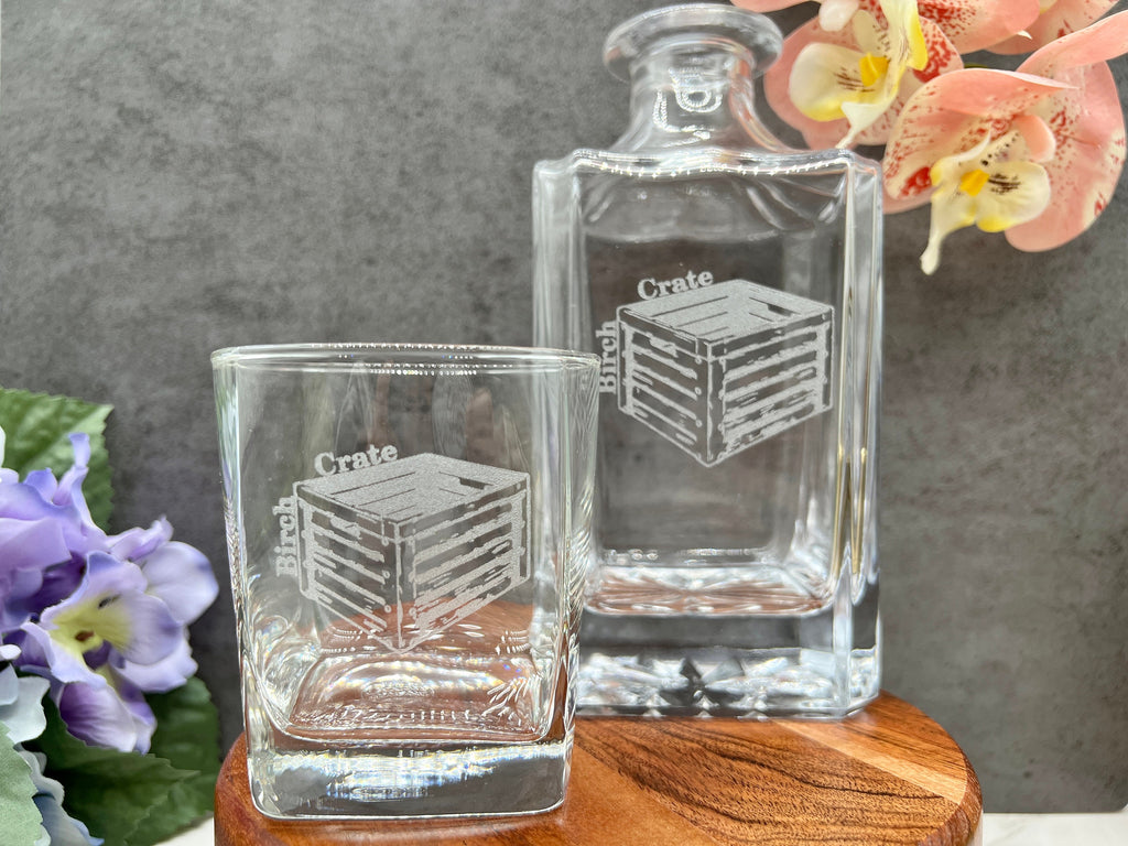 Personalized Business Logo on Glassware, Gift for employees and clients with custom logo, Shot glass, Whiskey Glass, Decanter, Can glass