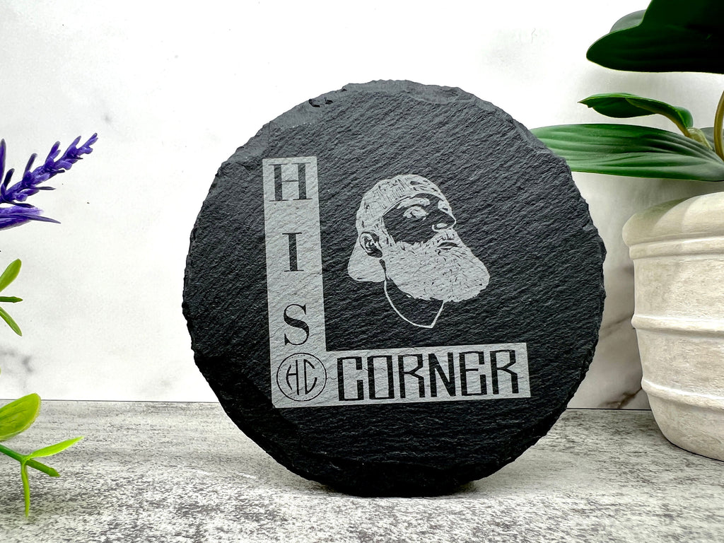 Coaster for Employee Gifts, Personalized Black Slate Coaster, Engraved With Company Logo