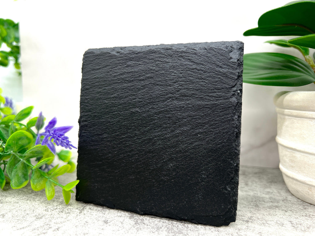 Coaster for Employee Gifts, Personalized Black Slate Coaster, Engraved With Company Logo