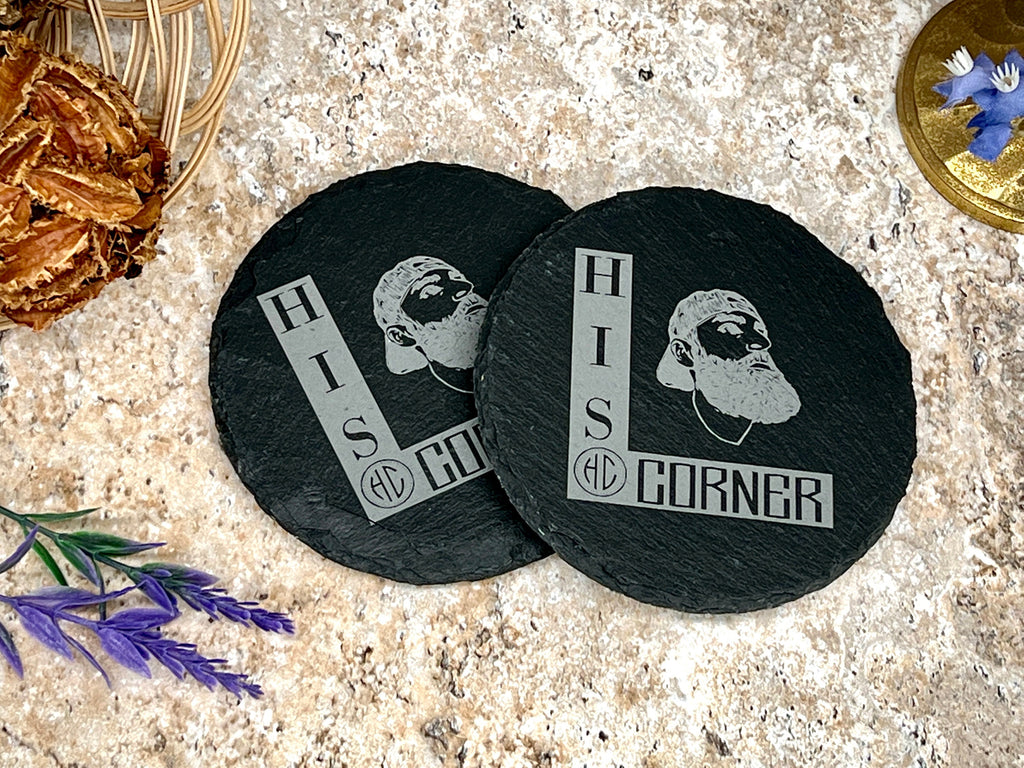 Coaster for Employee Gifts, Personalized Black Slate Coaster, Engraved With Company Logo