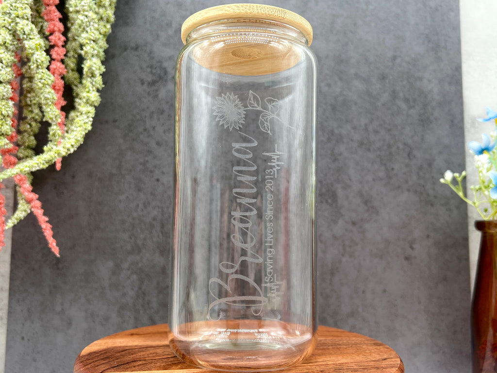 Nurse Engraved Can Glasses, Personalized Gift for Nurses and Doctors, Iced Coffee Cup with Bamboo Lid and Straw