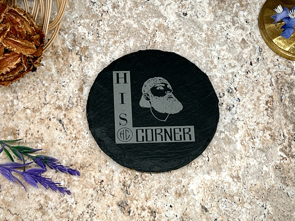 Coaster for Employee Gifts, Personalized Black Slate Coaster, Engraved With Company Logo