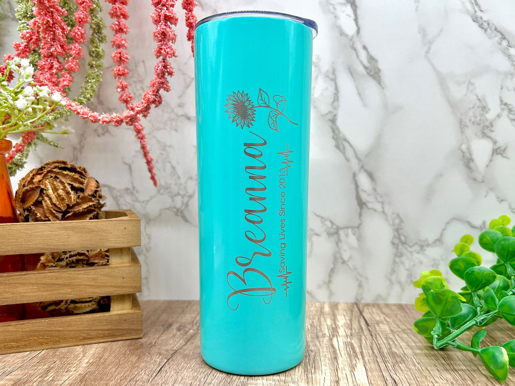Personalized Tumbler for Nurses, Christmas Gift for Nurse, Tumbler with Lid and Straw for Registered Nurse, RN Custom Mug Gift