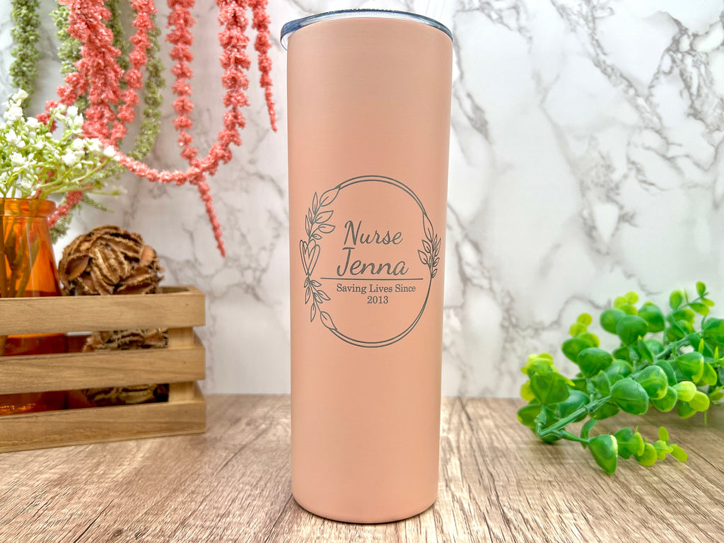 Personalized Tumbler for Nurses, Christmas Gift for Nurse, Tumbler with Lid and Straw for Registered Nurse, RN Custom Mug Gift
