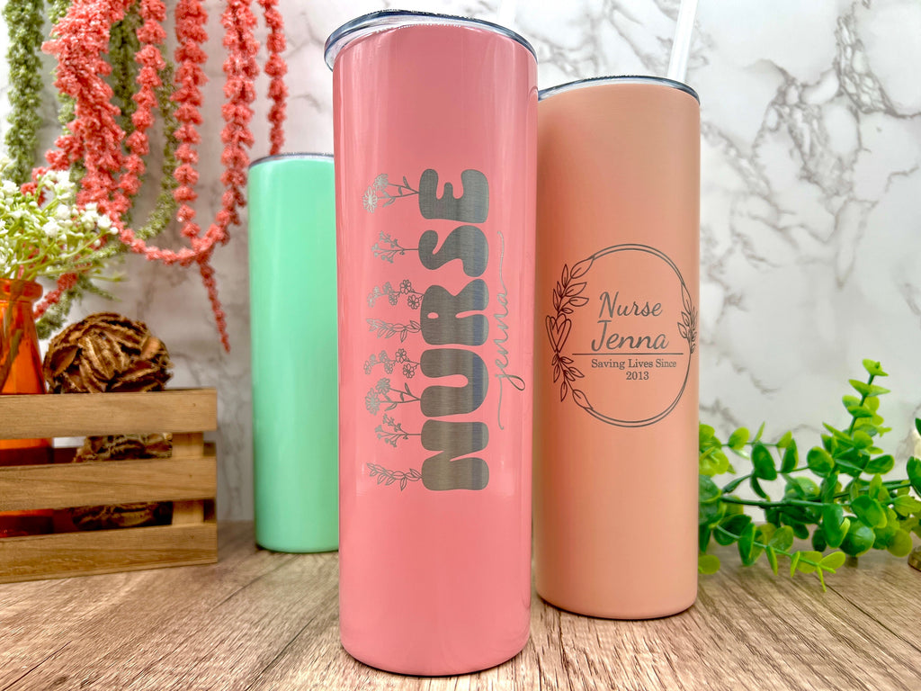 Personalized Tumbler for Nurses, Christmas Gift for Nurse, Tumbler with Lid and Straw for Registered Nurse, RN Custom Mug Gift