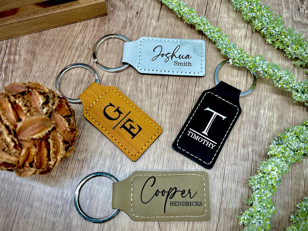 Personalized Keychain, Engraved Leather Key Holder, Key Chain for Groomsmen Proposal Gift