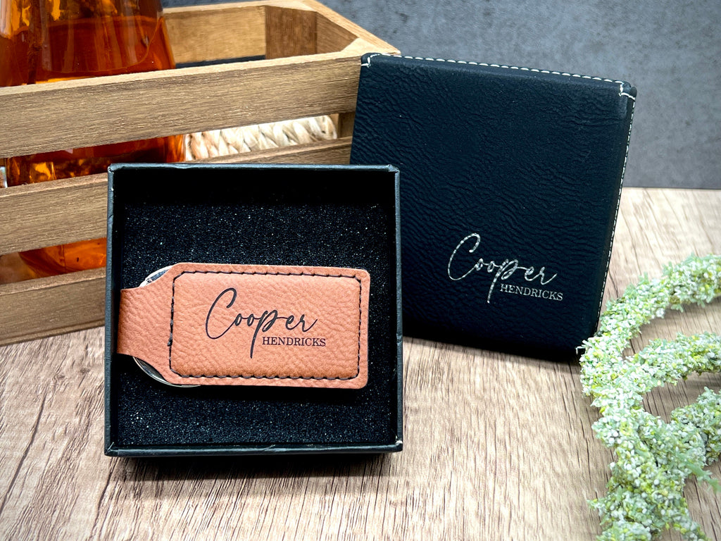 Personalized Keychain, Engraved Leather Key Holder, Key Chain for Groomsmen Proposal Gift