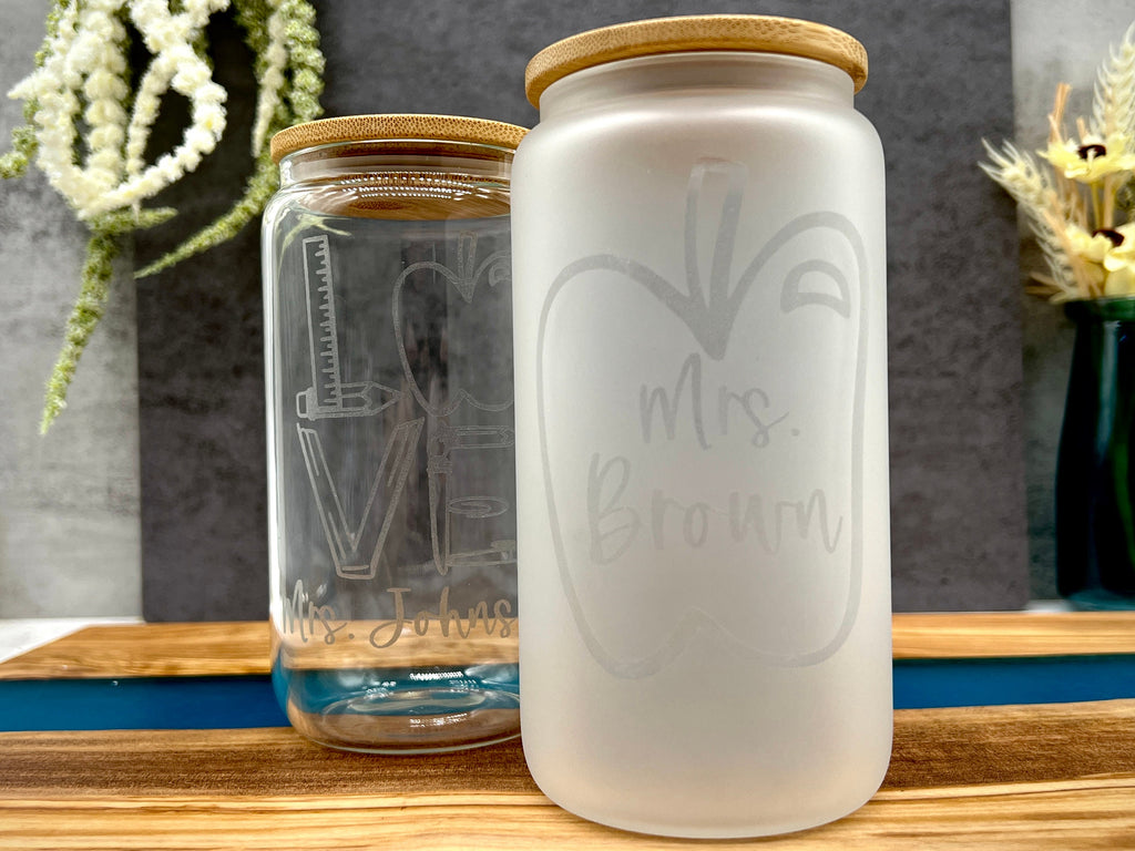 Personalized Teacher Iced Coffee Glass, Back to School Gift for Teacher, Iced Coffee Cup, Can Glass, Appreciation Gift for Teachers