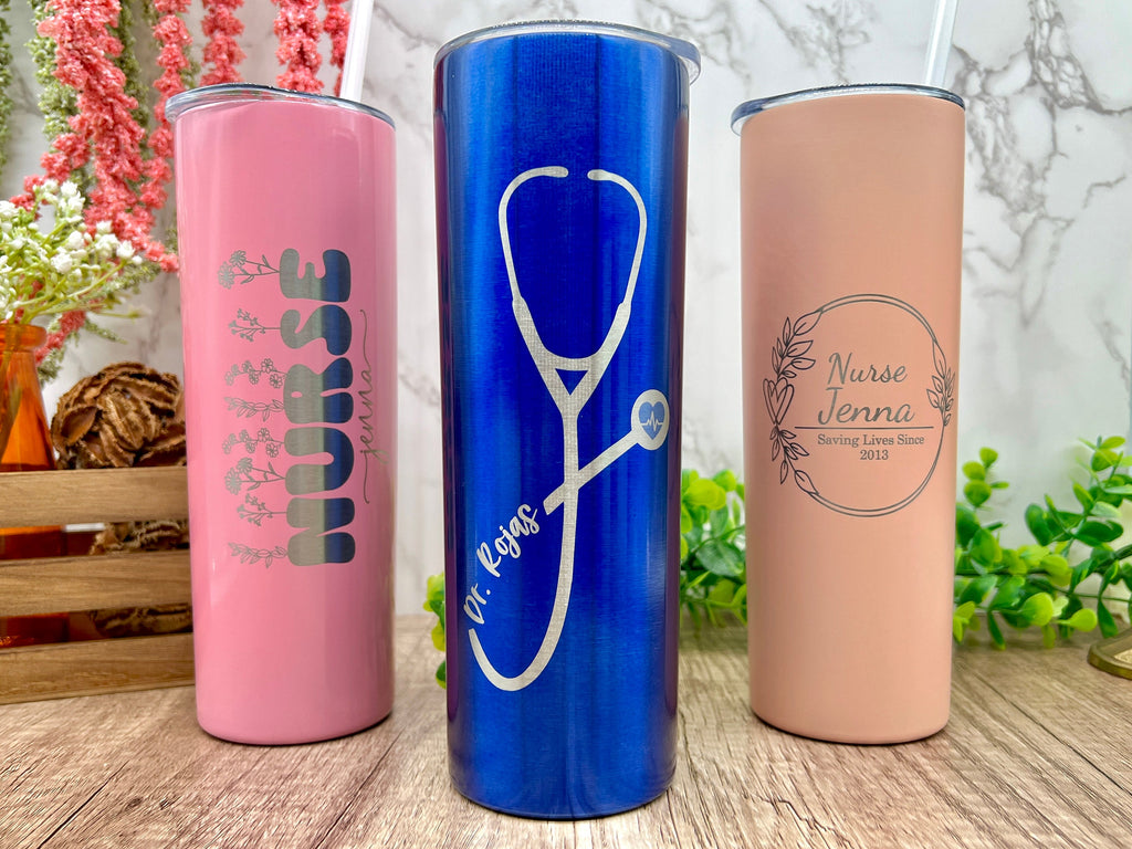 Personalized Tumbler for Nurses, Christmas Gift for Nurse, Tumbler with Lid and Straw for Registered Nurse, RN Custom Mug Gift