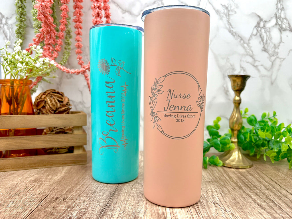 Personalized Tumbler for Nurses, Christmas Gift for Nurse, Tumbler with Lid and Straw for Registered Nurse, RN Custom Mug Gift