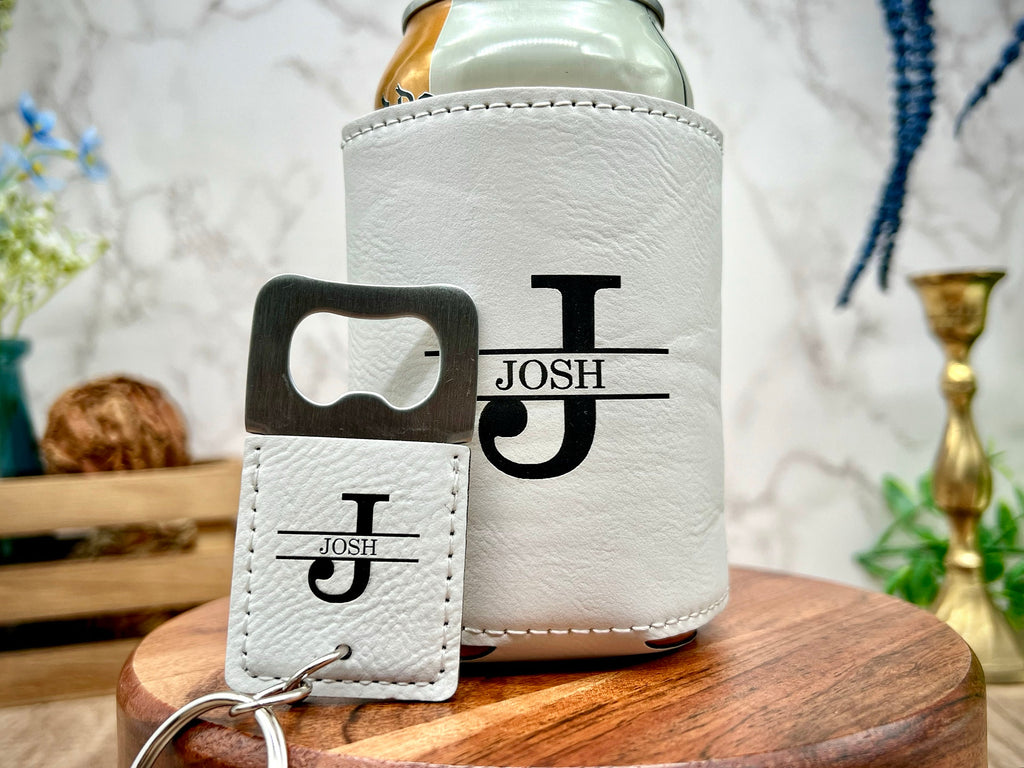 Engraved Can Cooler & Bottle Opener Set – Personalized Groomsmen Gift, Great for Christmas or Special Occasions