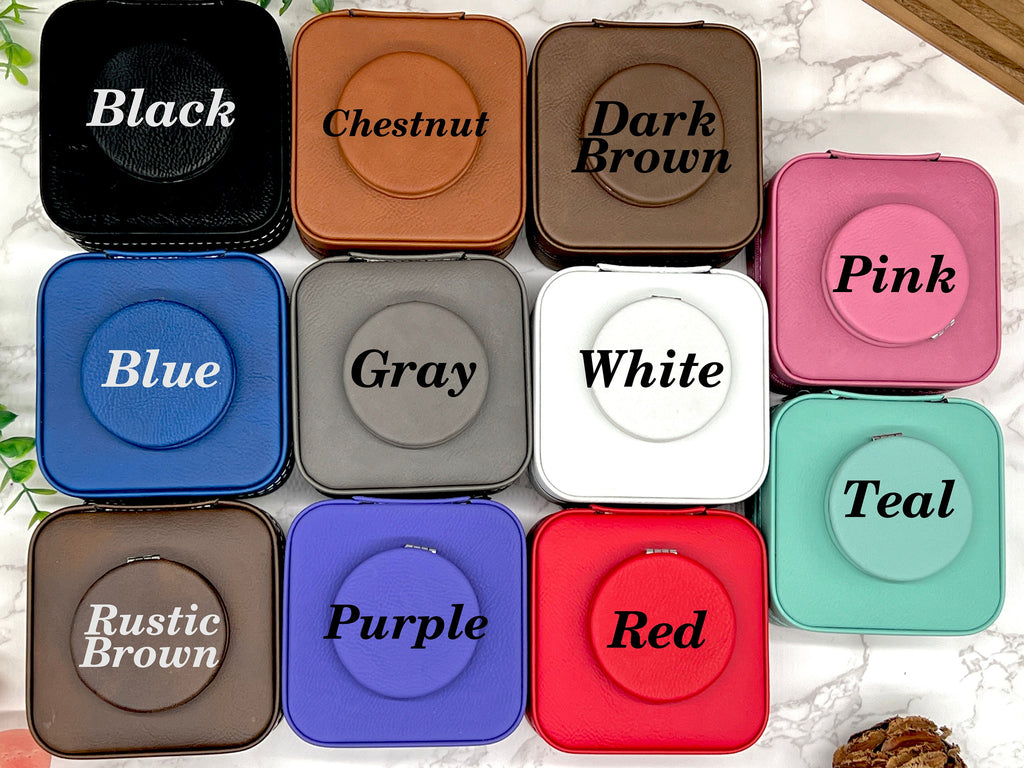 Personalize Jewelry Box , Engraved Compact Mirror, Matching Jewelry Box and Mirror Set, Travel Jewelry Case Gift for Her