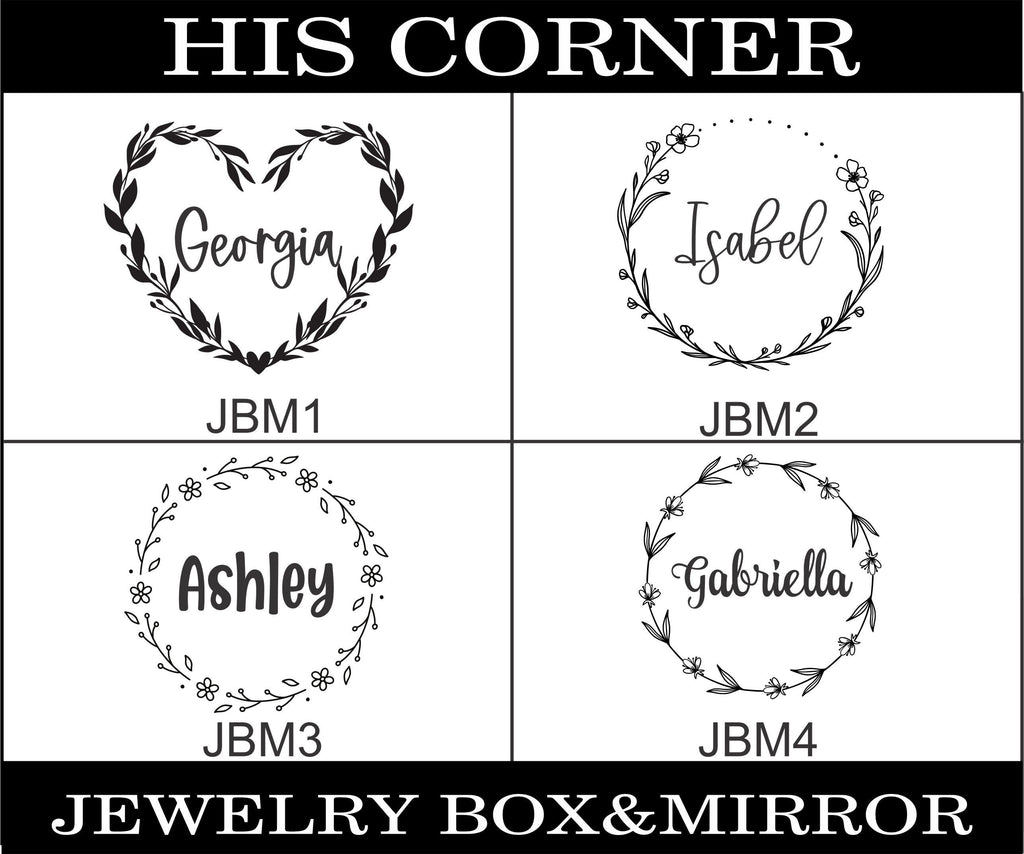 Personalize Jewelry Box , Engraved Compact Mirror, Matching Jewelry Box and Mirror Set, Travel Jewelry Case Gift for Her