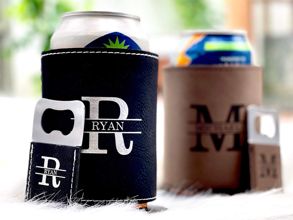 Engraved Can Cooler & Bottle Opener Set – Personalized Groomsmen Gift, Great for Christmas or Special Occasions