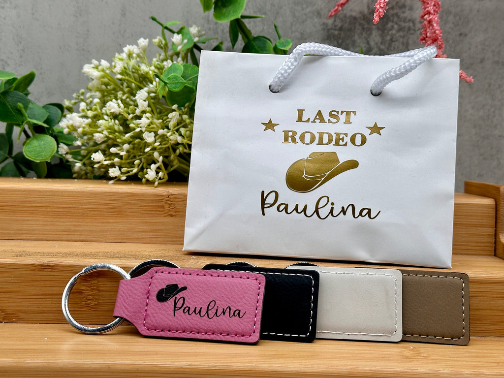 Bachelorette Gift Set, Compact Mirror with Initial, Engraved Keychain, Gift Bag with Personalized Design, Bachelorette Favor