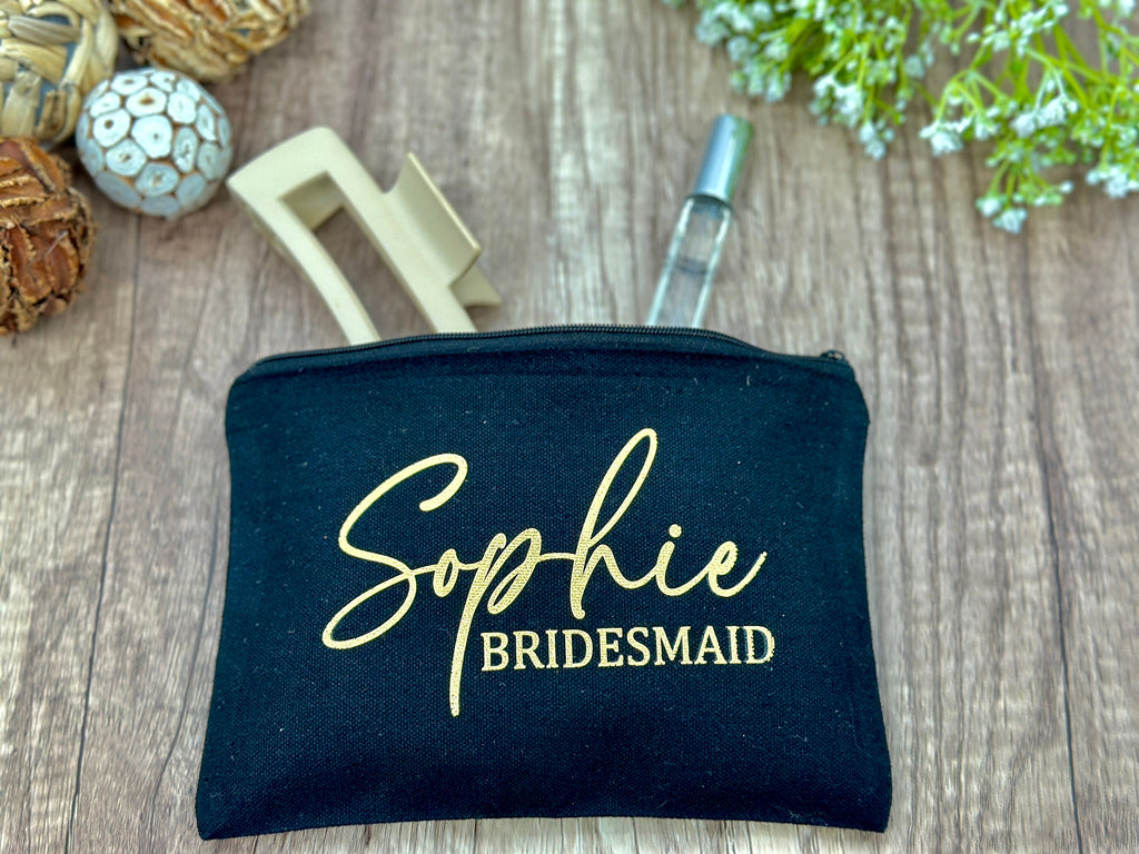 Bachelorette Makeup Bag, Personalized Make Up Bag for Her, Canvas Bag, Zipper Small Canvas Bag, t, Travel Makeup bag, Toiletries Bag.