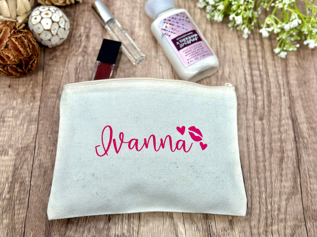 Bachelorette Makeup Bag, Personalized Make Up Bag for Her, Canvas Bag, Zipper Small Canvas Bag, t, Travel Makeup bag, Toiletries Bag.