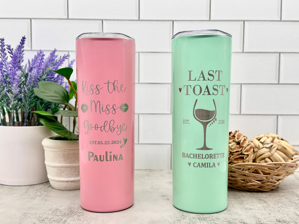 Personalized Bachelorette Party Tumbler, Getaway Bachelorette, Girls Trip, Bachelorette Vacation Gift, 20oz Skinny Tumbler.