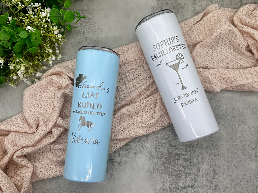 Personalized Bachelorette Party Tumbler, Getaway Bachelorette, Girls Trip, Bachelorette Vacation Gift, 20oz Skinny Tumbler.
